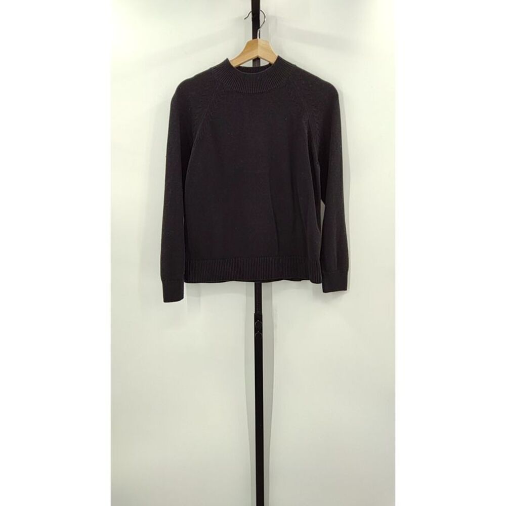 Quince Women 100% Organic Cotton Mock Neck Sweater Black S